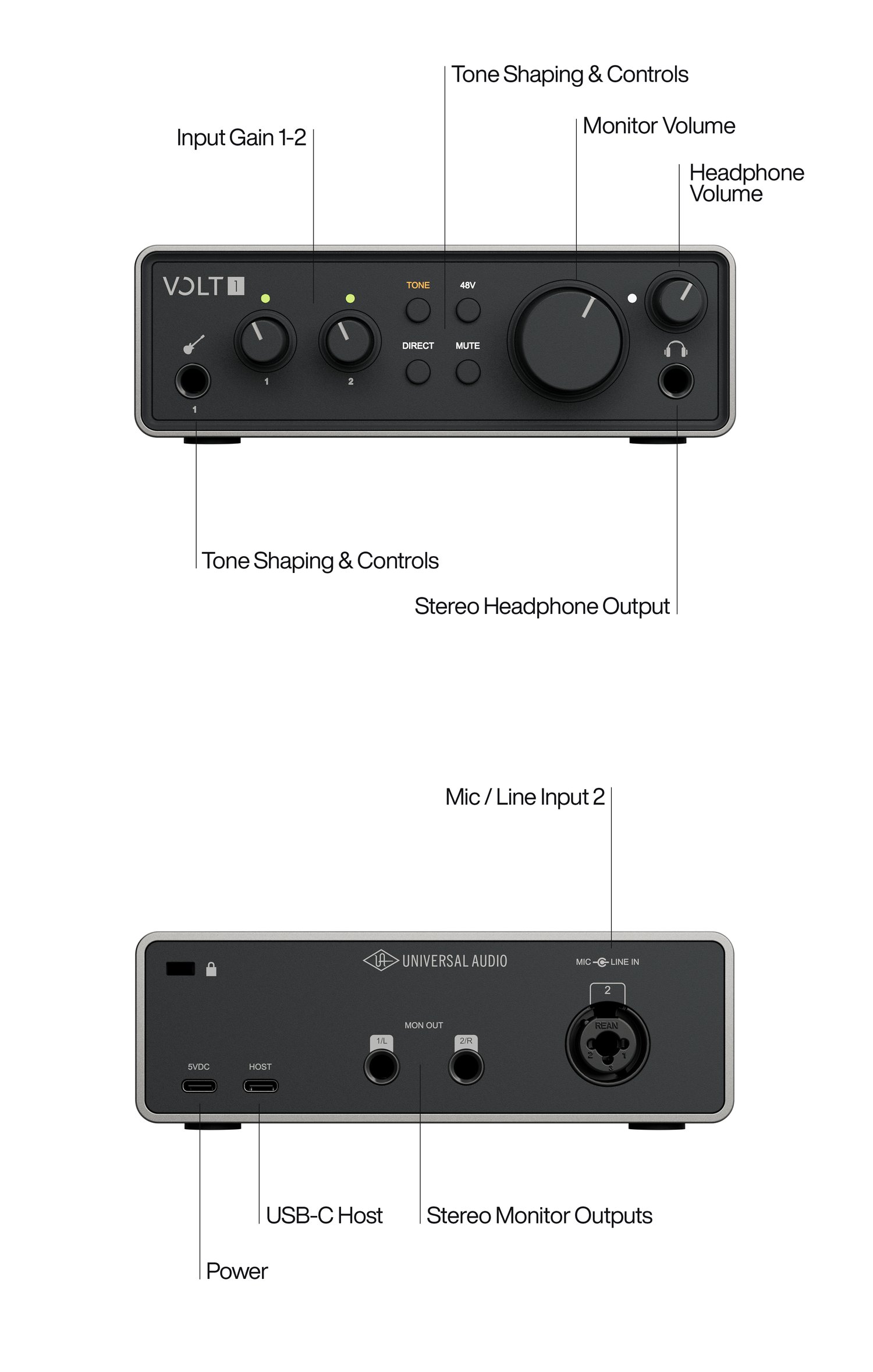 Universal Audio Volt 1 Gen 2 USB Audio Interface 使用情境